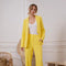 Timeless Straight Cut Plain Pants Yellow-Pants-Attentif Paris-S-Urbanheer