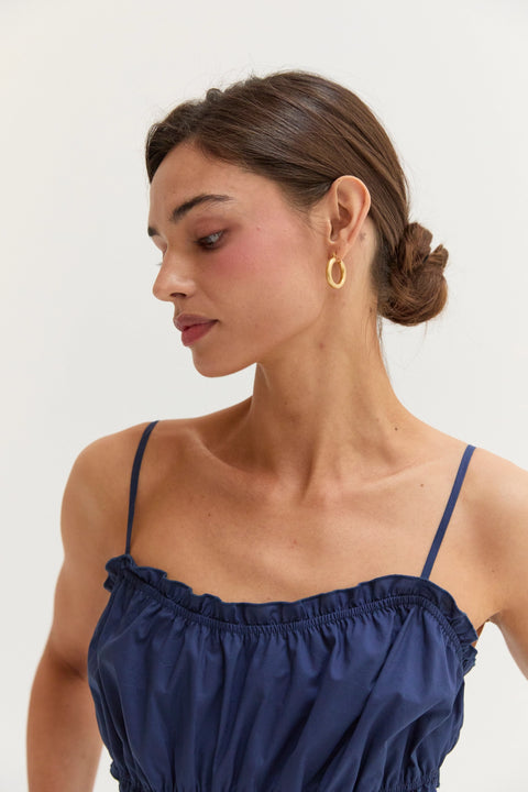 Jamie Scoop Neck Poplin Midi Dress