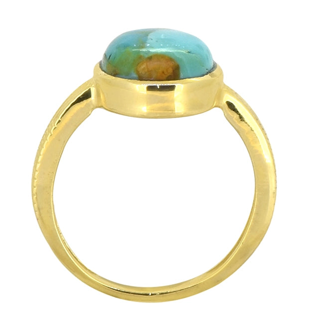 Blue Mohave Turquoise Gold Plated Over 925 Silver Ring-Ring-Tiramisu-6-Urbanheer