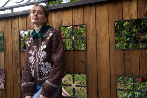 Floral Embroidered Quilted Jacket