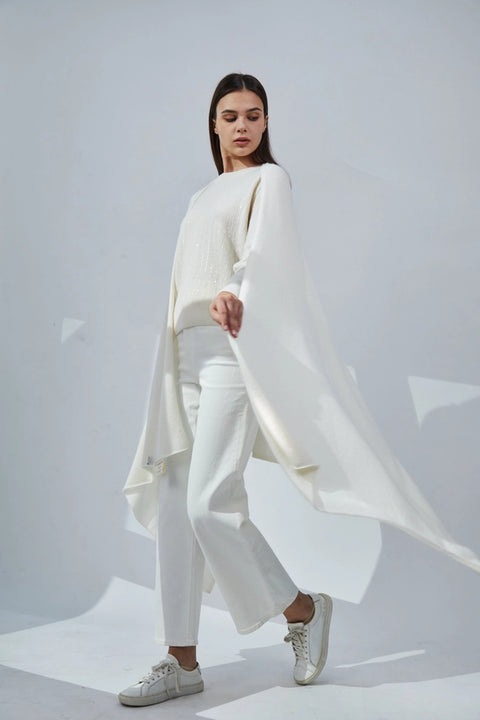 Pure Cashmere Travel Wrap - Snow-scarfs-Pissenlit-Snow-Urbanheer