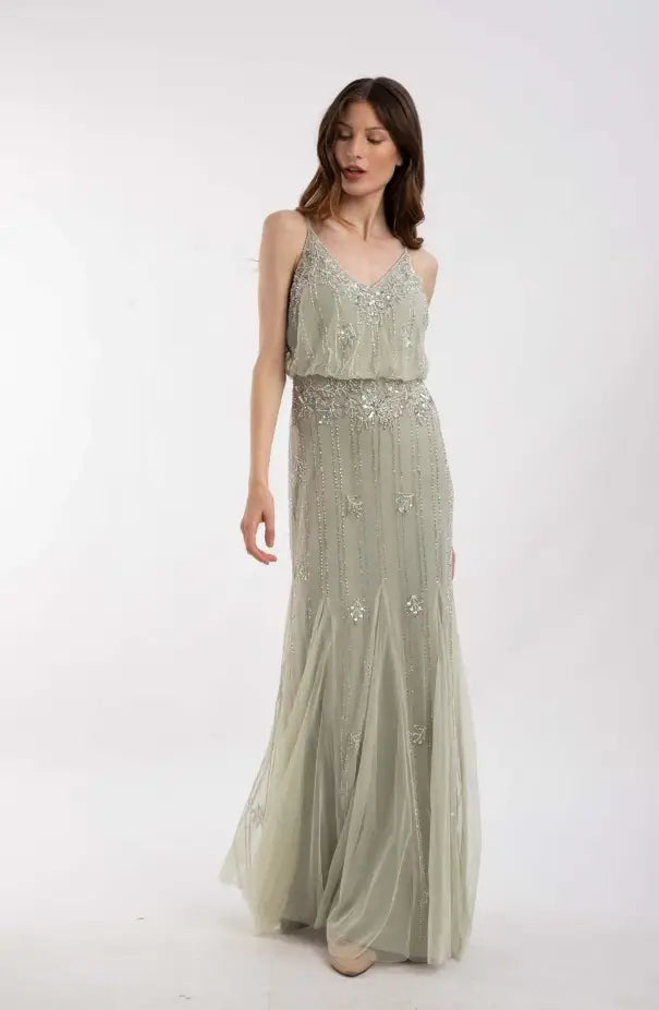 Keeva Maxi Dress - Pale Aqua-lace and beads-6-Urbanheer