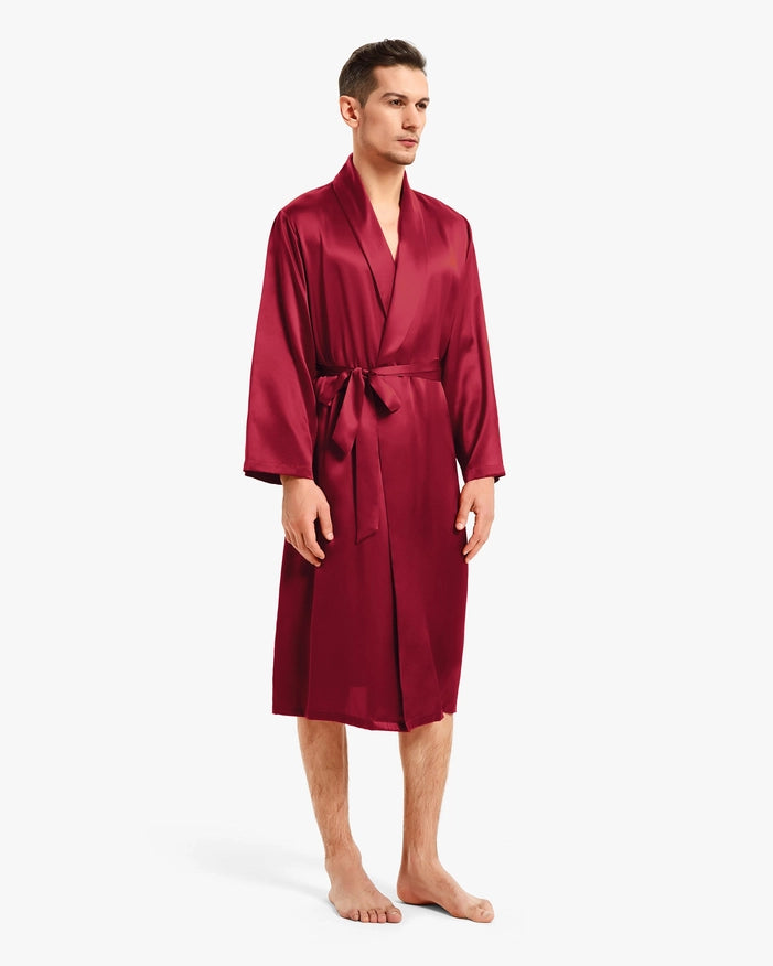 His & Hers Silk Smooth Robes Claret-Pajamas-MommeSilk-XS-Men's-Urbanheer