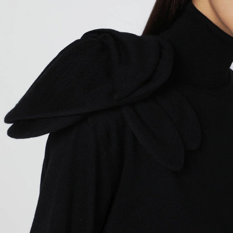 Moschino Black turtleneck sweater with flower detail