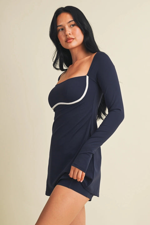 Long Sleeve Sweetheart Dress