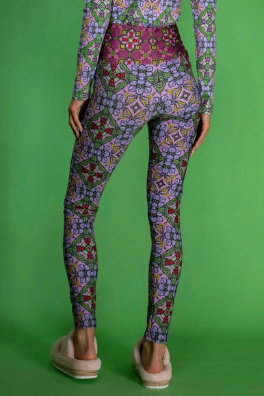 Botanic Stylish Print Trousers Deco Purple Stretchy Leggings-Nuvula-XS-Urbanheer