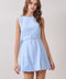 Contrast Topstitching Front Pleats Detail Dress