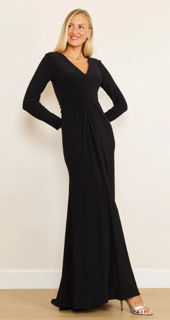 Dylan & Davids Long Formal Stretch Evening Long Sleeve Dress-Dylan & Davids-Black-L-Urbanheer