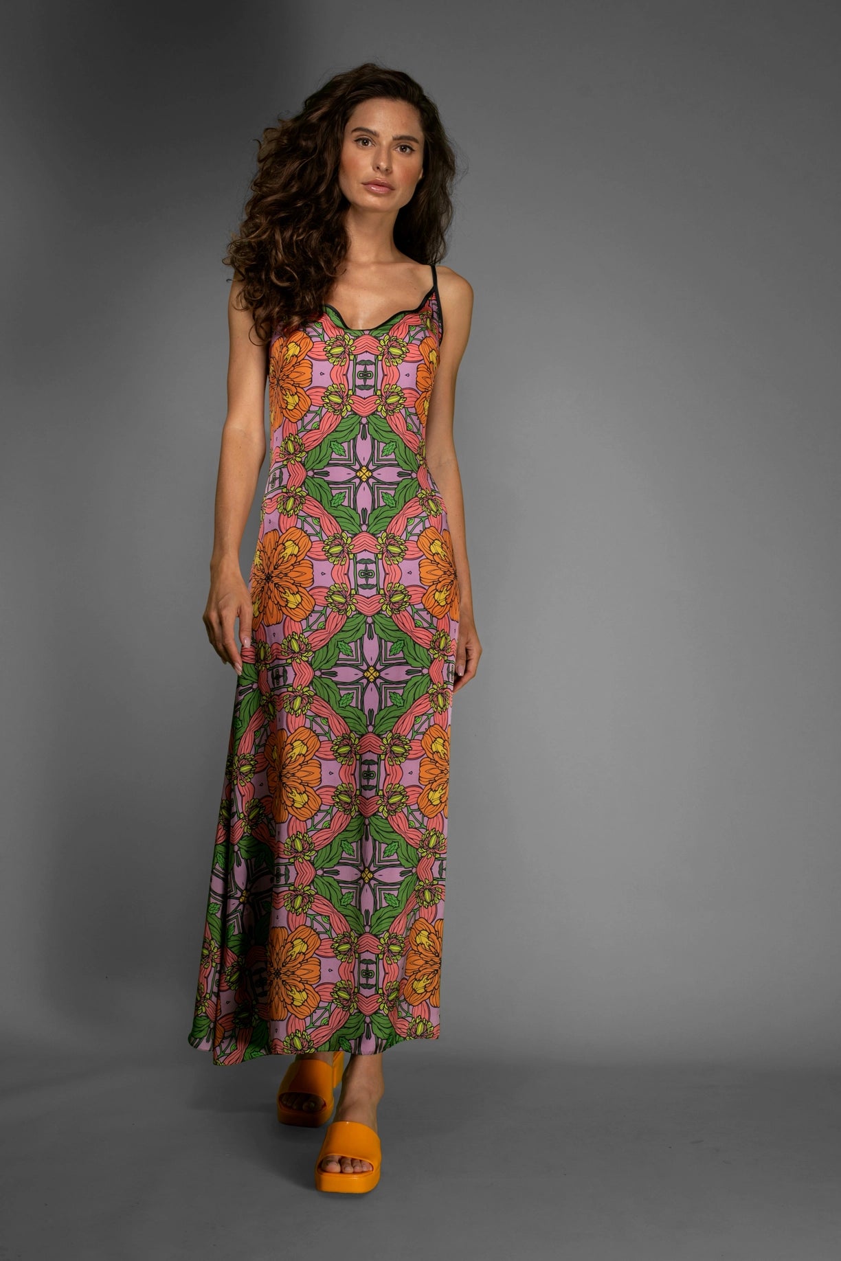 Gold/Pink Floral- Satin Slip Dress Exotic-Nuvula-XS-Urbanheer