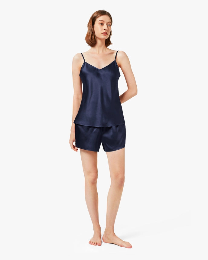 Sweet Silk Camisole Set Navy Blue-Sets-MommeSilk-XS-Urbanheer