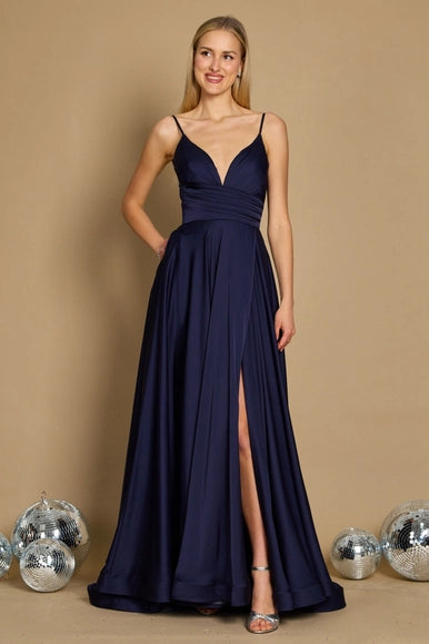 Charcoal Spaghetti Strap Prom Long Formal Gown Wholesale-Dylan & Davids-8-Charcoal-Urbanheer