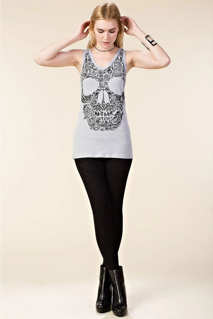 Sleeveless Top with Cut-Out Back and Skull-Top-Vocal-Urbanheer