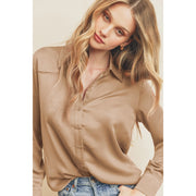 Dull Satin Slim Shirt Tan-Shirt-Dress Forum-S-Urbanheer