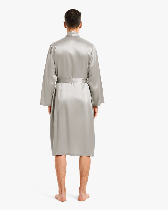 Smooth Silk Robe Cilver Gray-Robe-MommeSilk-XS-Urbanheer