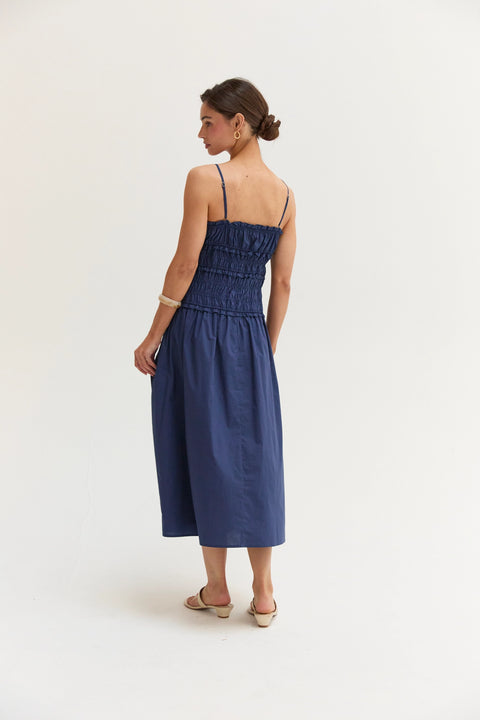 Jamie Scoop Neck Poplin Midi Dress
