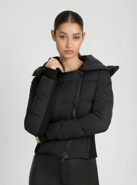 Asymmetrical Puffer Jacket - Black