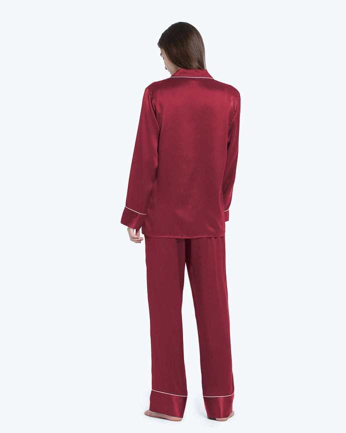 100% Mulberry Silk Pajamas & Sleep Eye Mask Set + Free Silk Bag Claret-Pajamas-MommeSilk-XS-Claret-Urbanheer