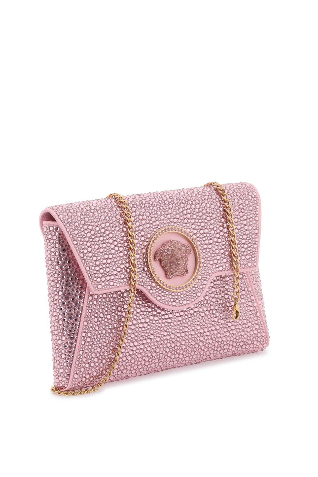 Pink Versace La Medusa Envelope Clutch With Crystals-Accessories Bags-Versace-Pink-os-Urbanheer