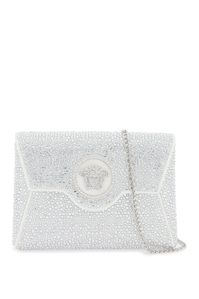 Versace La Medusa Envelope Clutch With Crystals-Accessories Bags-Versace-Silver-os-Urbanheer