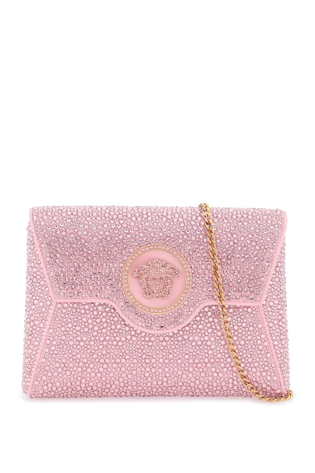 Pink Versace La Medusa Envelope Clutch With Crystals-Accessories Bags-Versace-Pink-os-Urbanheer