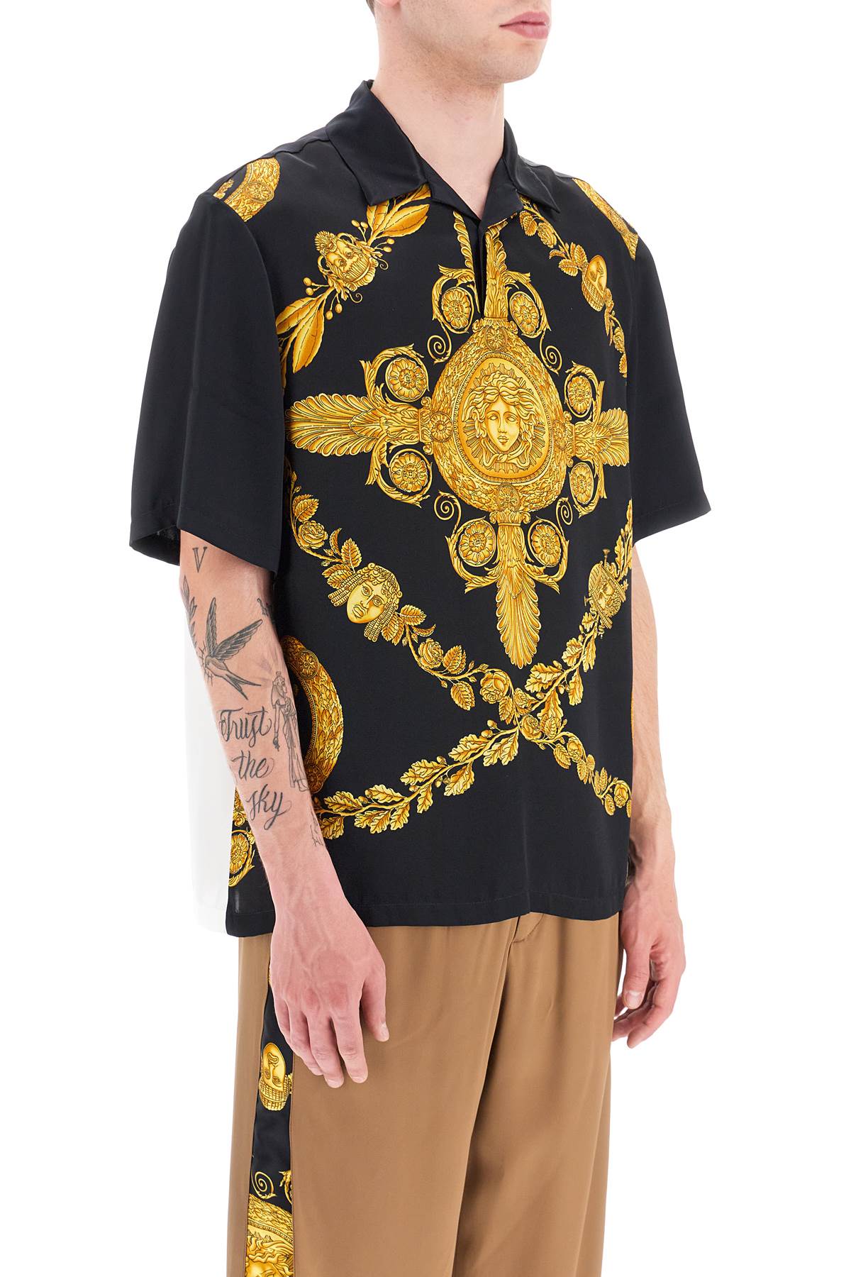 Versace Mascher Baroque Satin Polo Shirt-Clothing - Women-Versace-48-Urbanheer