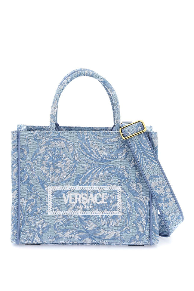 Versace athena barocco small tote bag-Bags-Versace-Light blue-cotton-Urbanheer