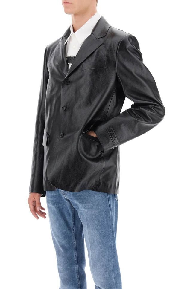 Versace Single-Breasted Leather Jacket-Versace-50-Urbanheer