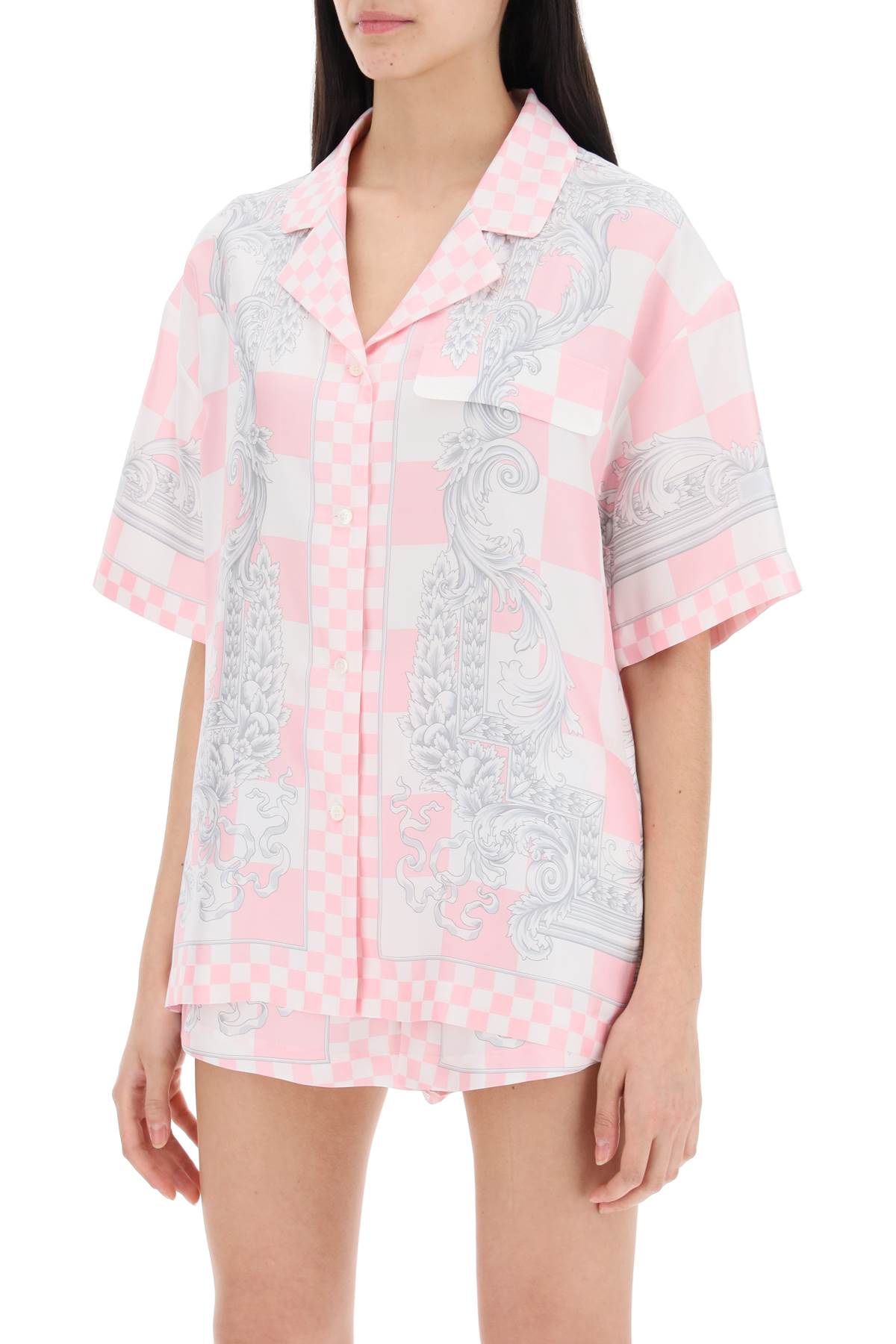 Versace Printed Silk Bowling Shirt In Eight Pink-shirt-Versace-40-Urbanheer