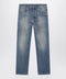 Versace Distressed Straight-Leg Jeans in Blue Denim