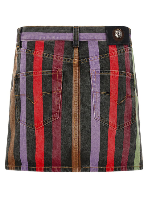 Versace Striped Denim Skirt