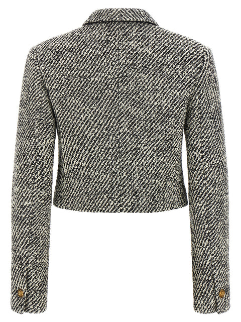 Versace Bouclé Wool Blend Blouson Jacket