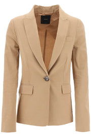 Pinko Linen-Blend Single-Breasted Blazer-Clothing Blazer-Pinko-Brown-40-Urbanheer