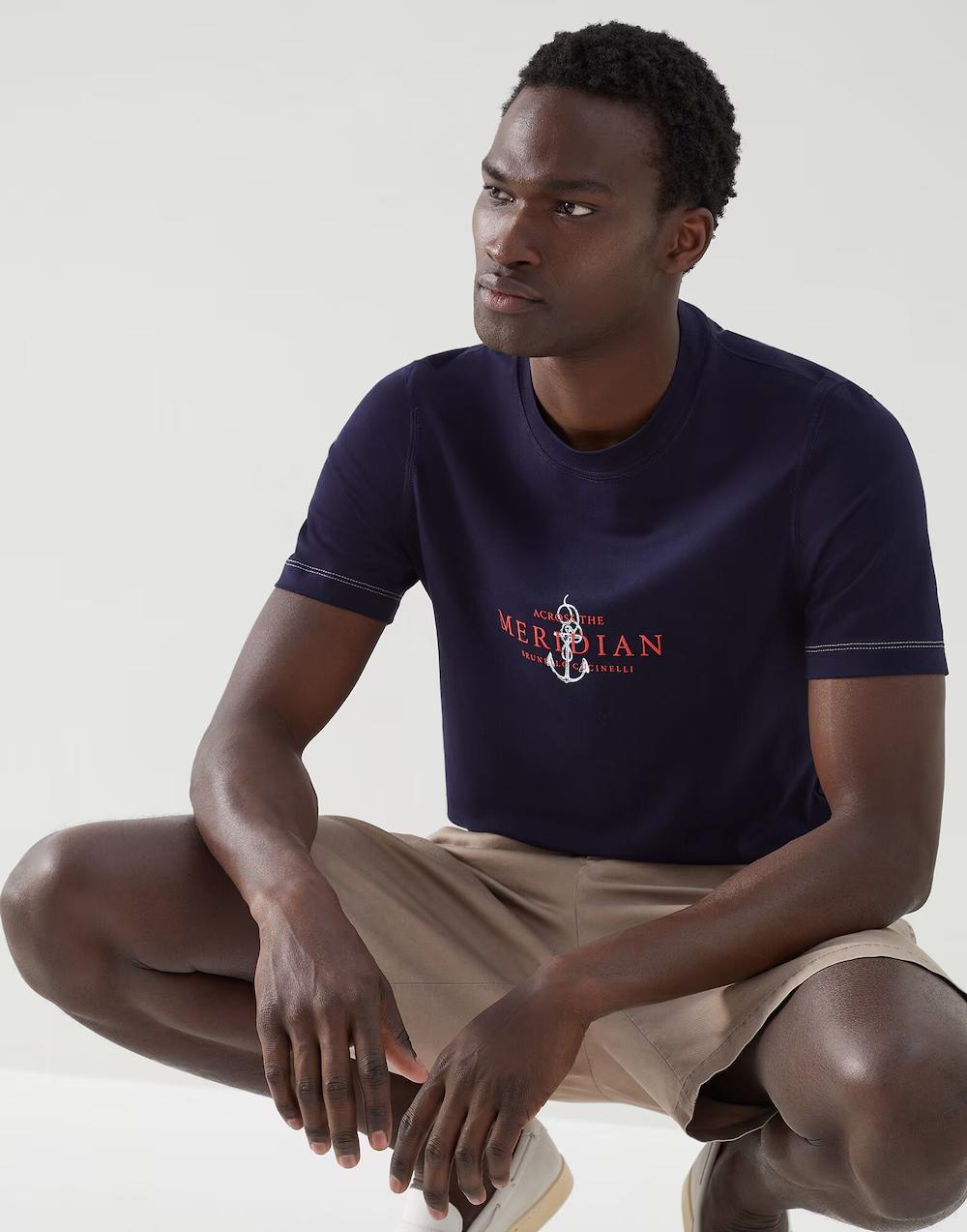 Brunello Cucinelli Blue Cotton T-Shirt