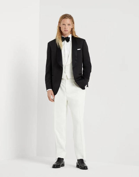Brunello Cucinelli White Silk Sleveless Jacket