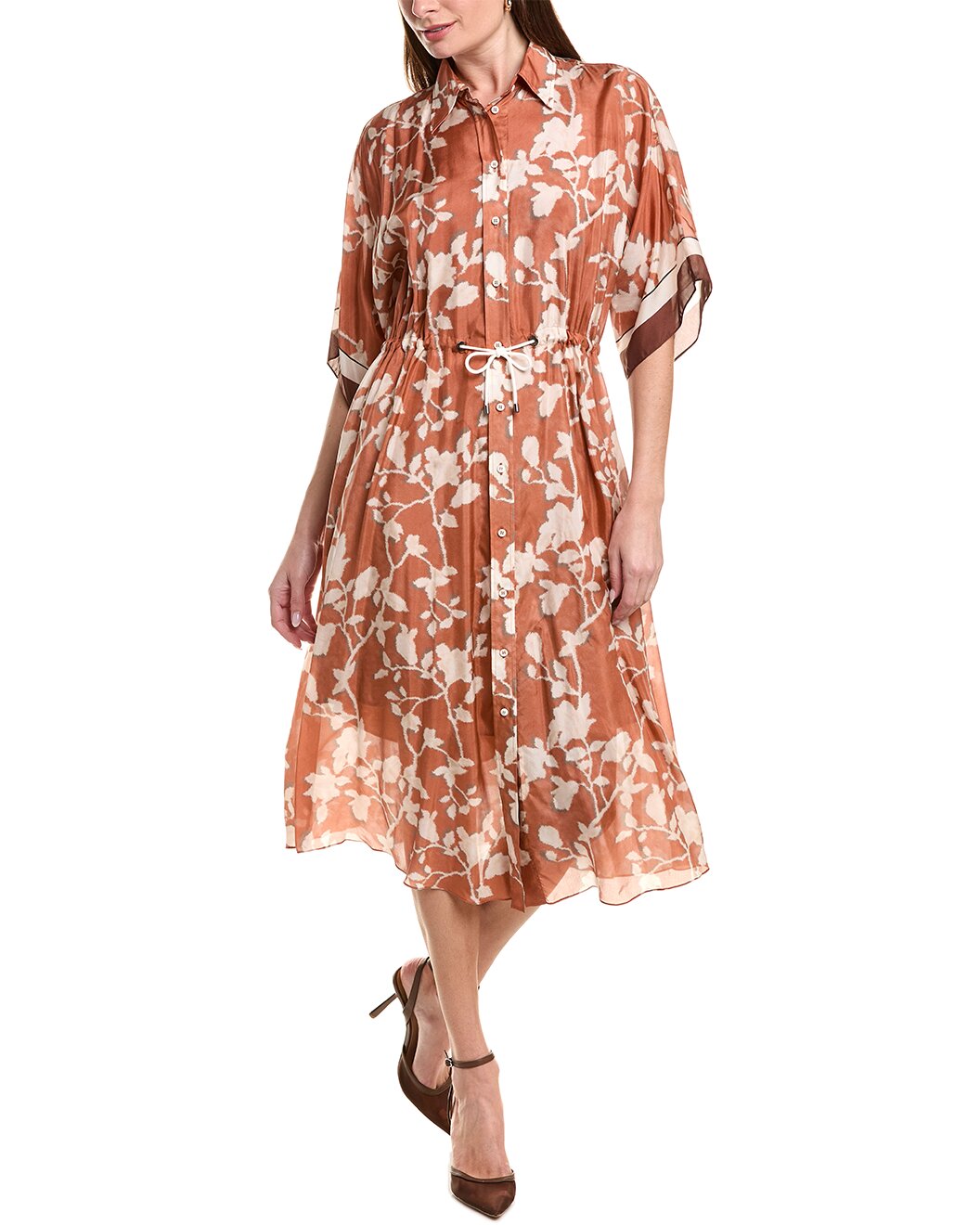 Brunello Cucinelli Orange Silk Casual Dress