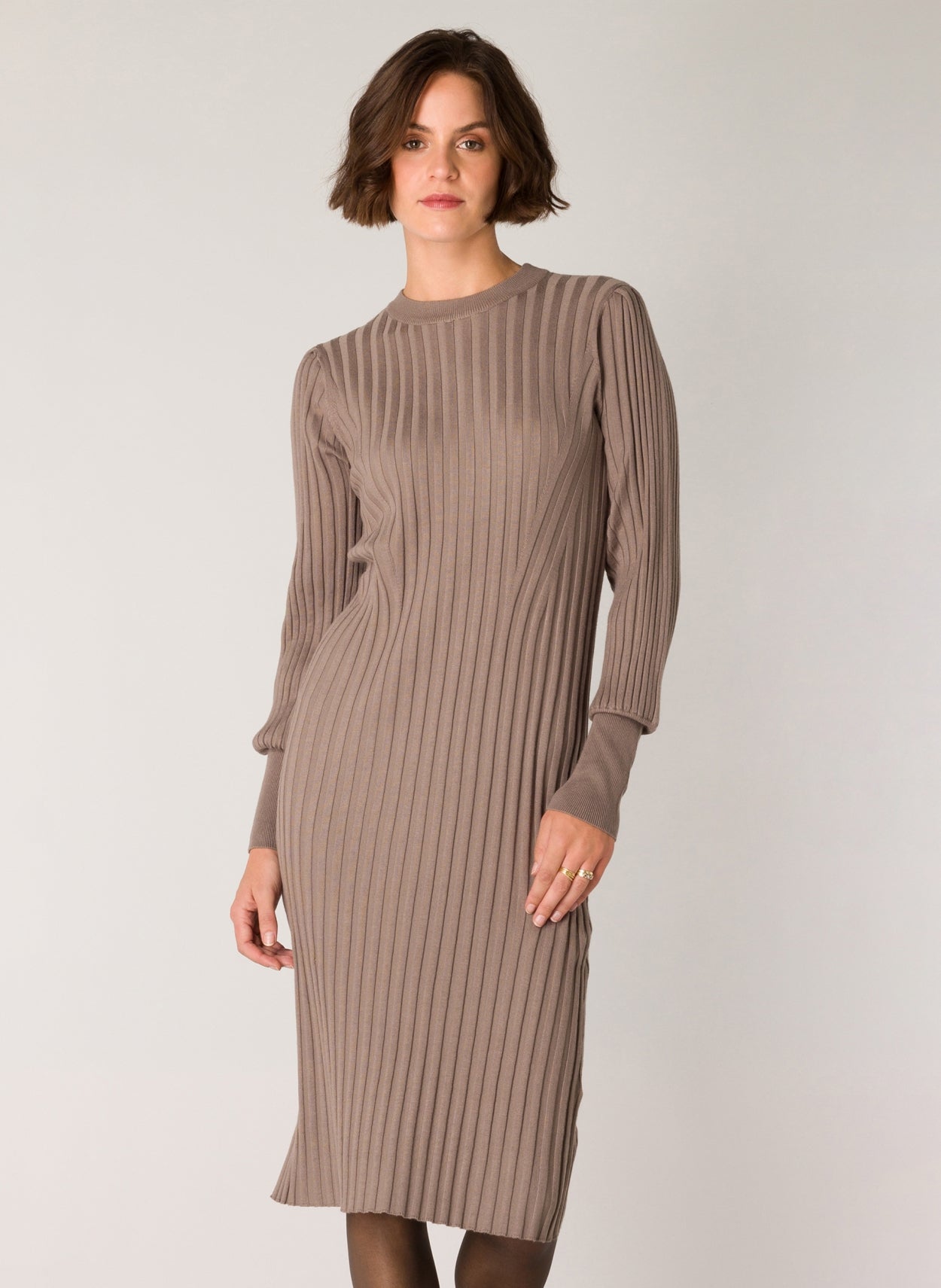 Sally Knitted Dress-Dresses-Yest-Taupe-6-Urbanheer