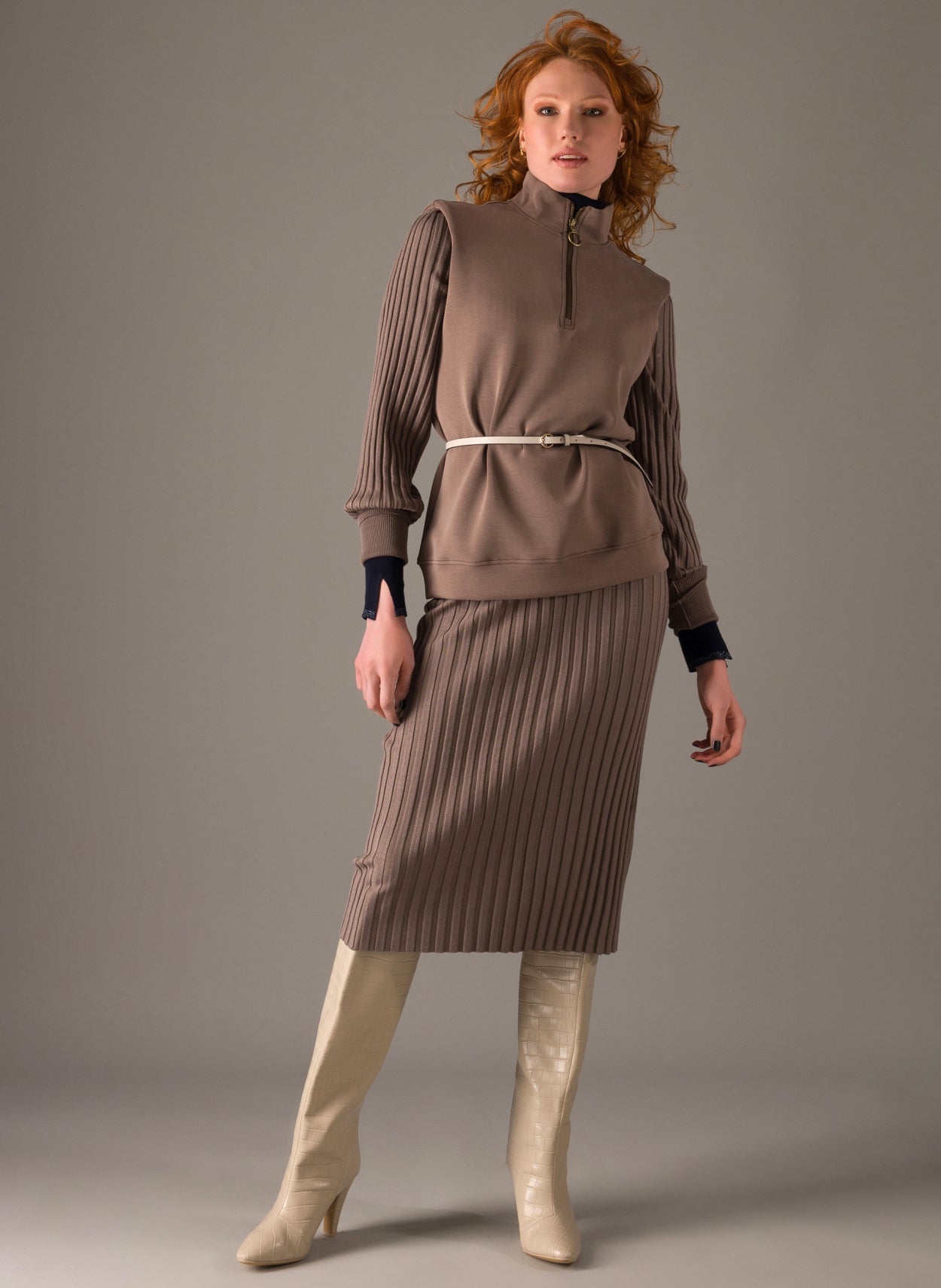 Sally Knitted Dress-Dresses-Yest-Taupe-6-Urbanheer