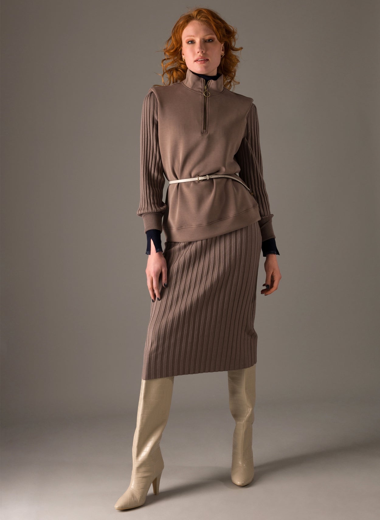 Sally Knitted Dress-Dresses-Yest-Taupe-6-Urbanheer