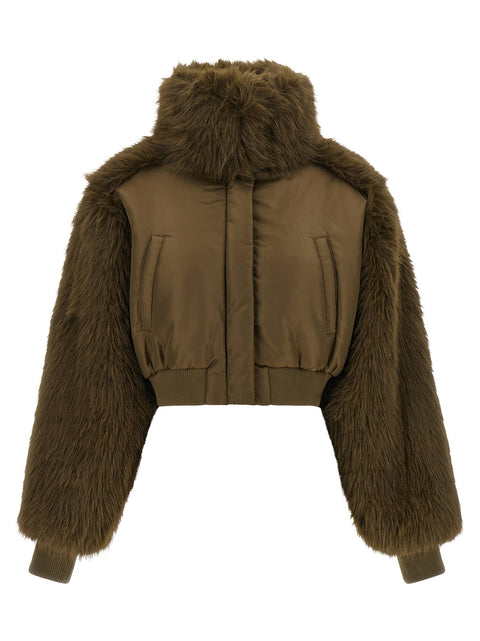 Pinko Bomber Jacket With Fur Inserts