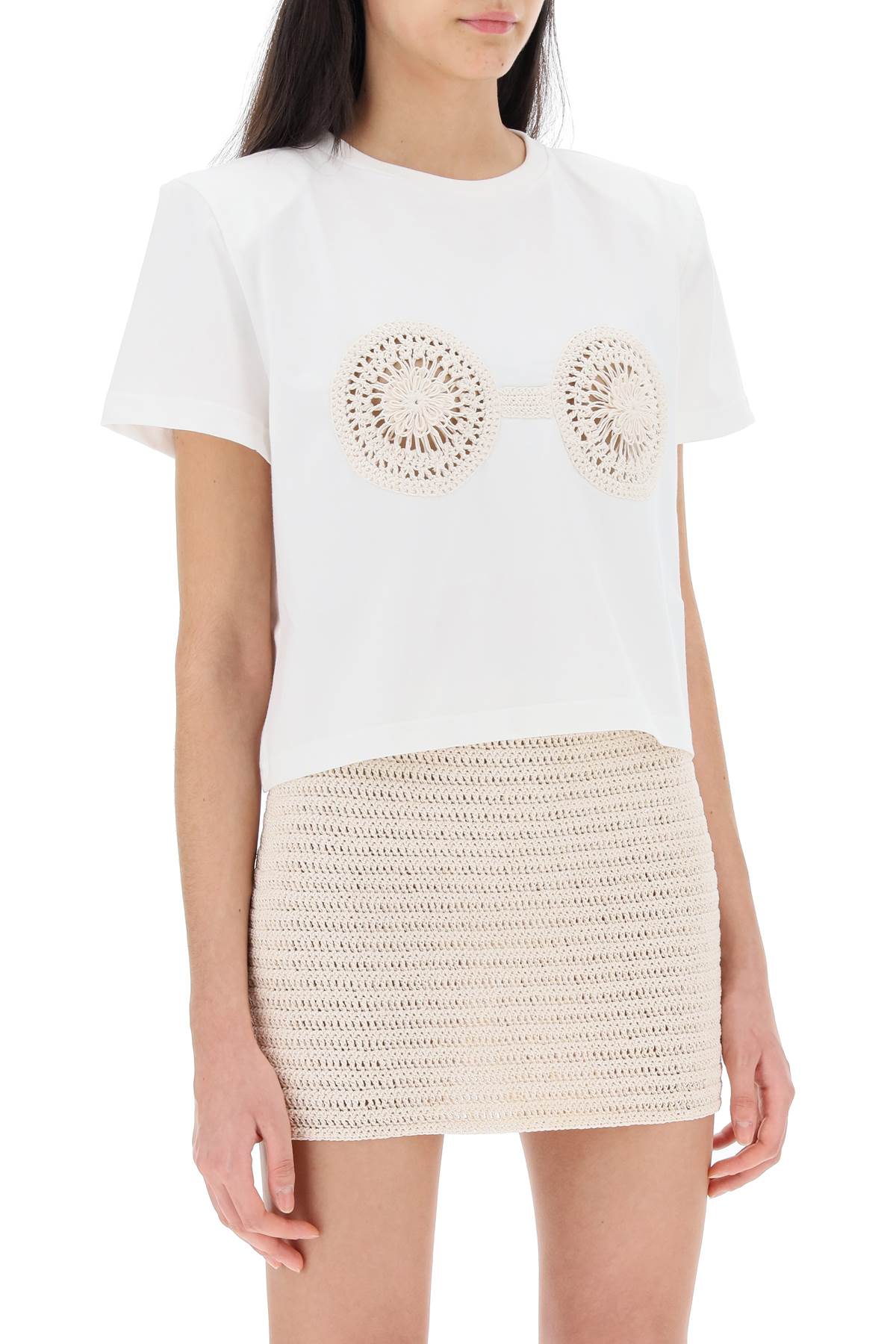 Magda Butrym cropped t-shirt with crochet insert-Topwear-Magda Butrym-34-Urbanheer