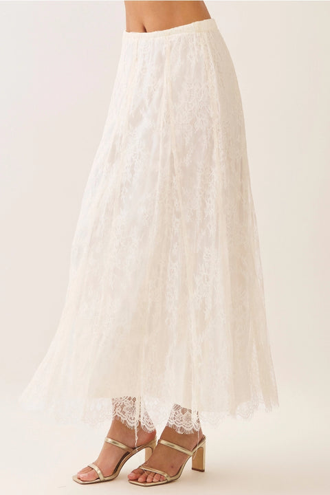 Floral Lace A-Line Maxi Skirt