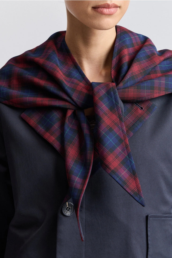 Reversible Scarf Trim Cotton Blend Jacket