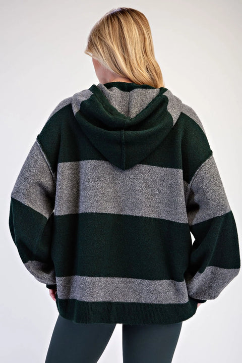 Striped Oversized Hoodie Sweater