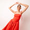 Alexa Stretch Strapless Puffball Midi Dress Orange-Dress-Amy Lynn-S-Urbanheer