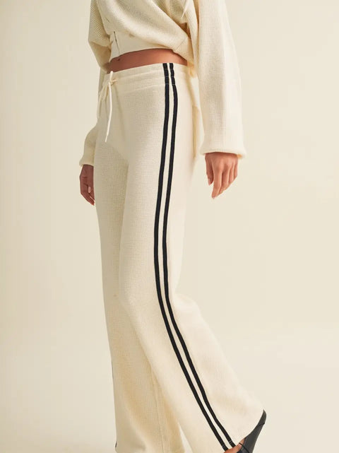 Side Stripe Cozy Waffle Knit Pants