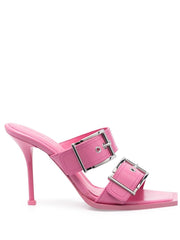 Alexander McQueen 100mm Buckle Leather Sandals-Sandals-Alexander Mcqueen-36-Urbanheer