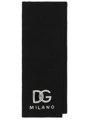 Dolce & Gabbana Fisherman’s rib cashmere scarf with DG logo-Scarves Hats & Gloves-Dolce & Gabbana-UNI-Urbanheer