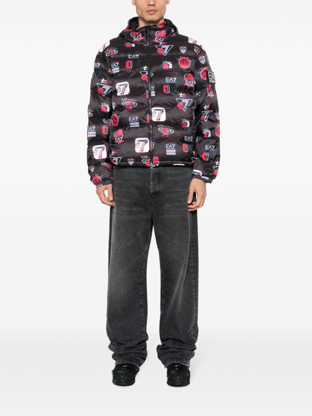 Ea7 Multicolor Logo-Print Hooded Puffer Jacket-EA7-3XL-Urbanheer