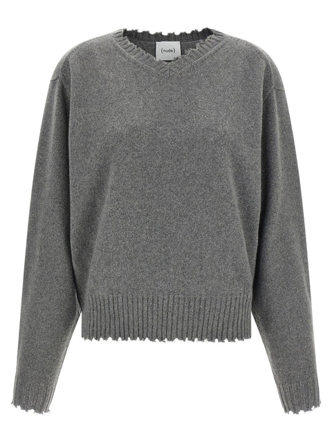 Nude Fringed Hem Sweater