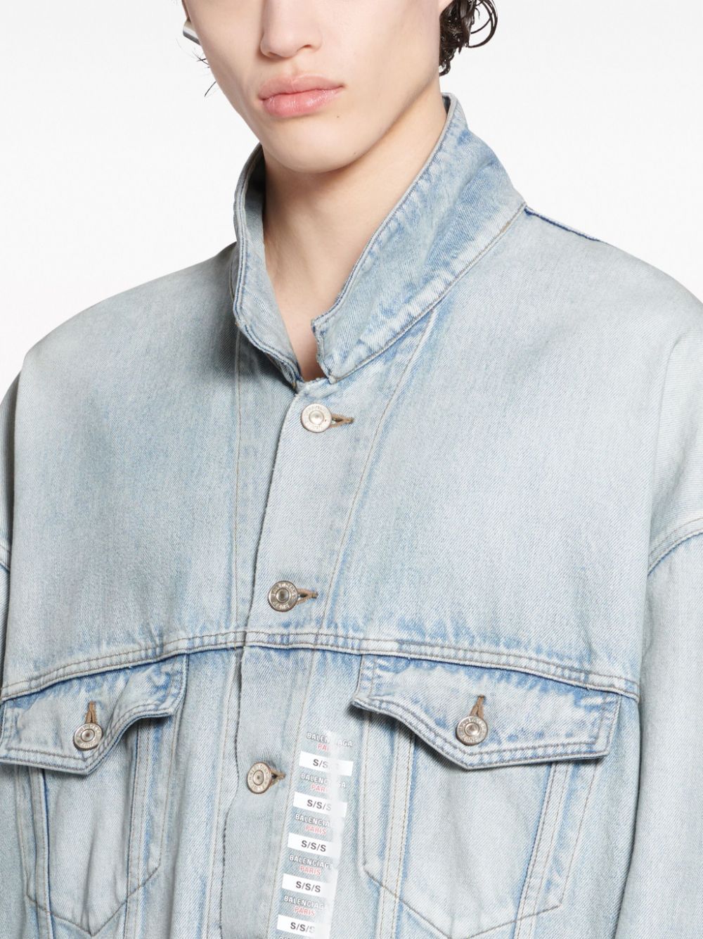Balenciaga Denim jacket with flap pockets and drop shoulder-Jackets-Balenciaga-1-Urbanheer